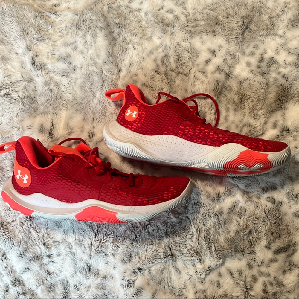 Under Armour Men’s Size 14 Red Athletic Shoes, Very Lightly Worn (less than 5x)